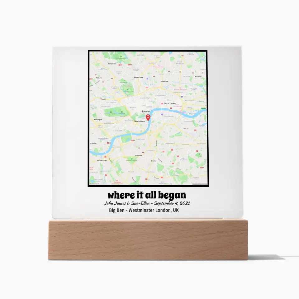 Acrylic - Square Map - Where It All Began