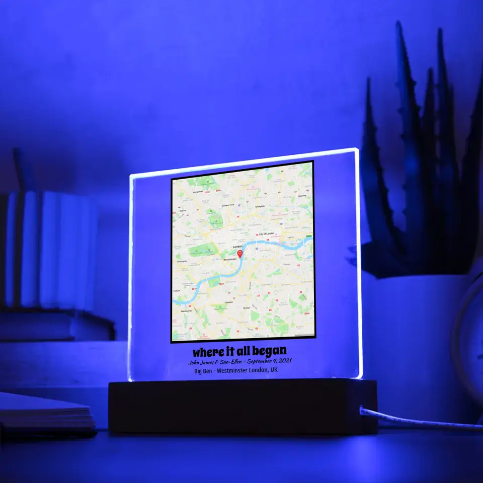 Acrylic - Square Map - Where It All Began