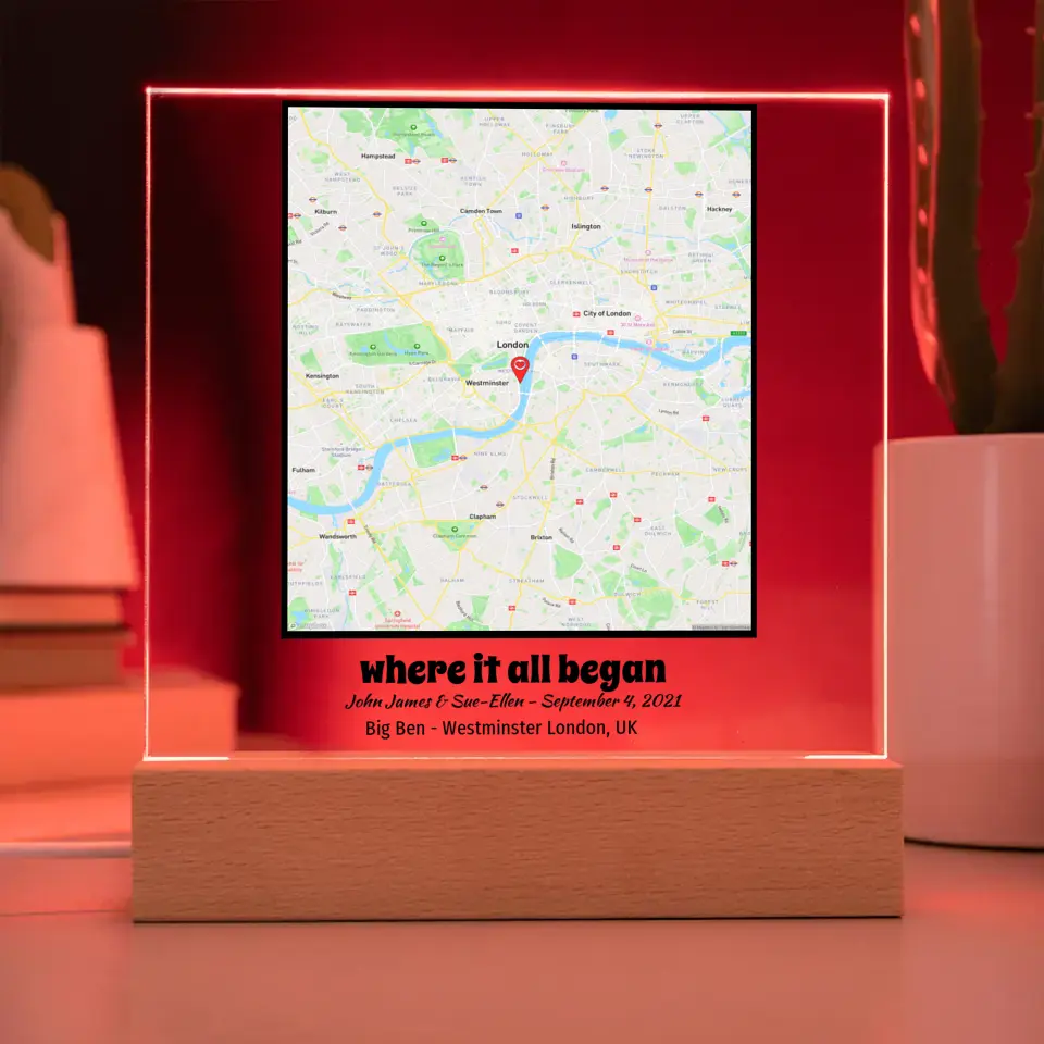 Acrylic - Square Map - Where It All Began