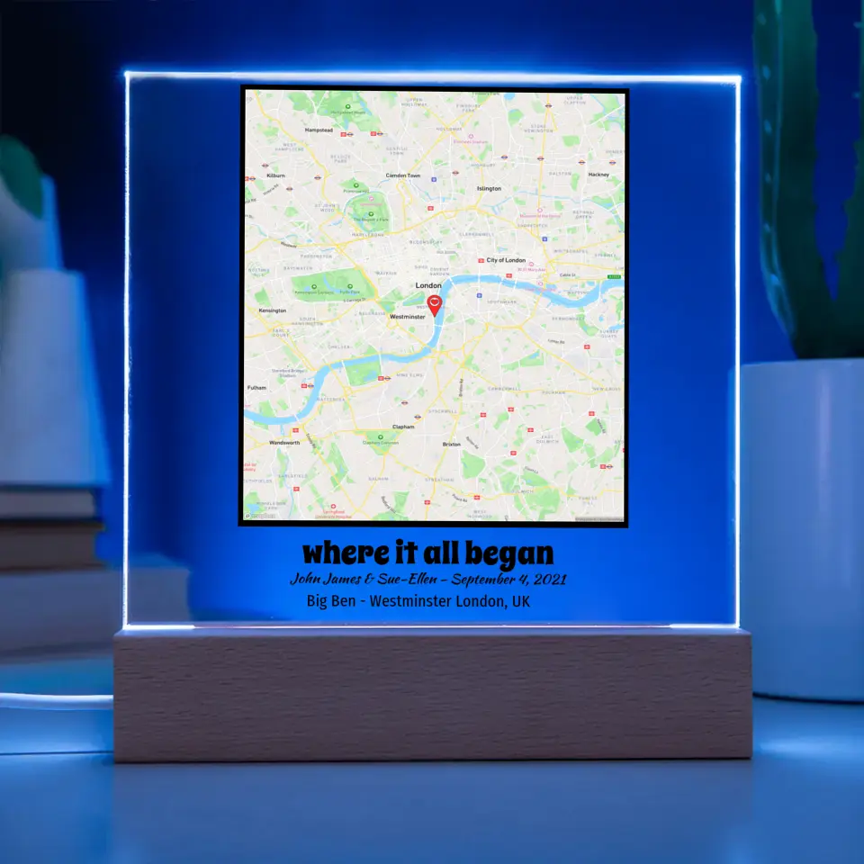 Acrylic - Square Map - Where It All Began