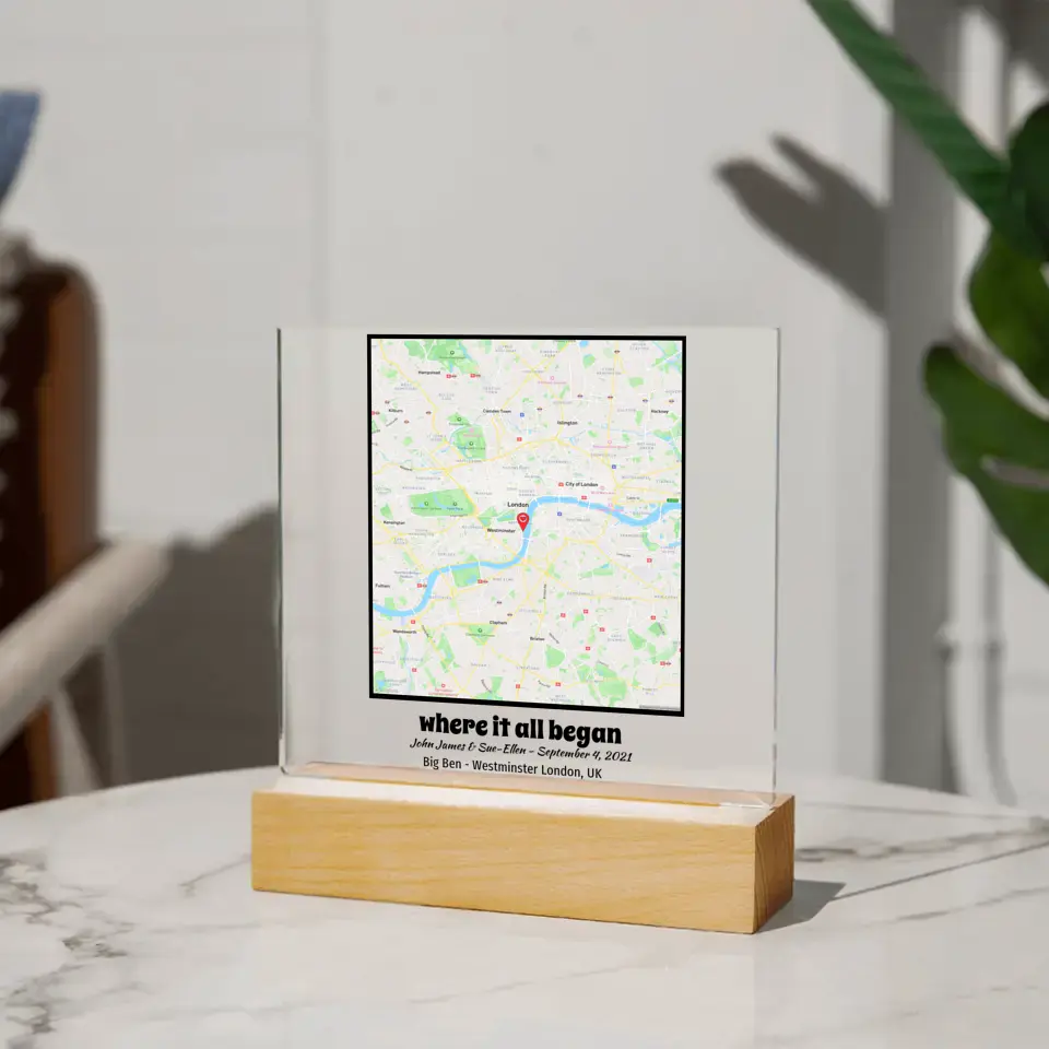 Acrylic - Square Map - Where It All Began
