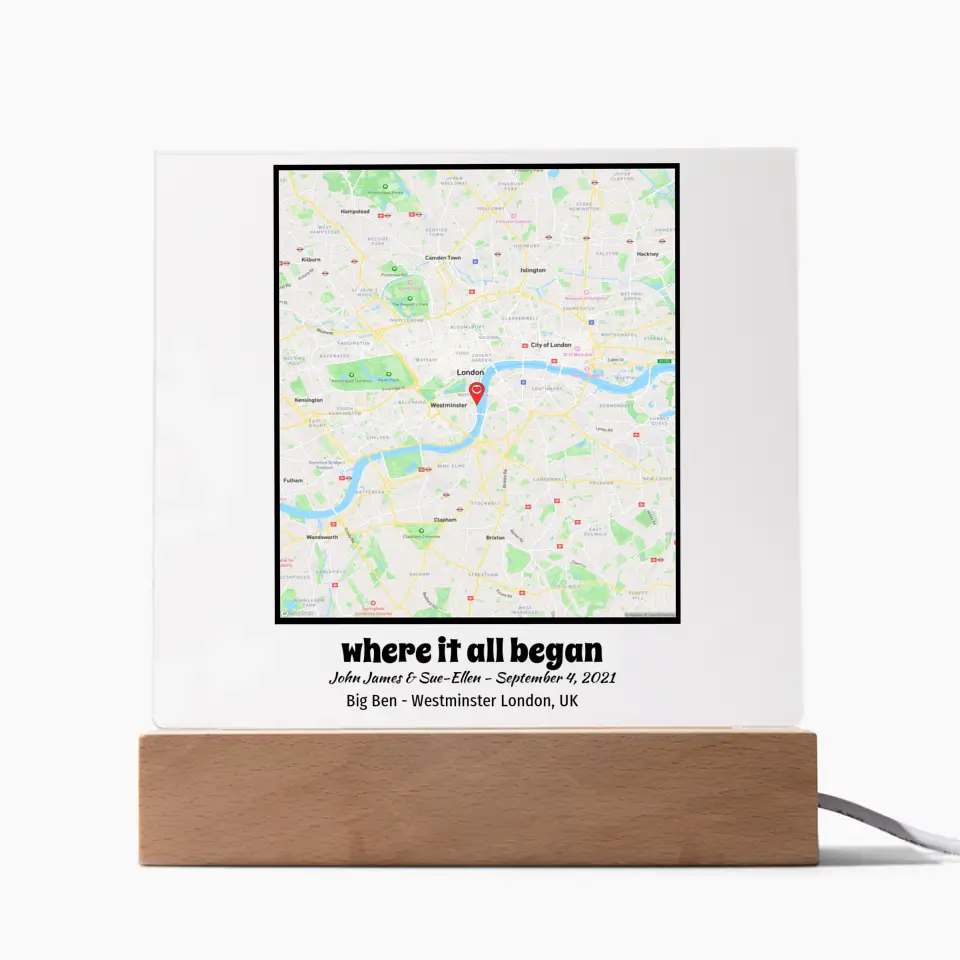 Acrylic - Square Map - Where It All Began