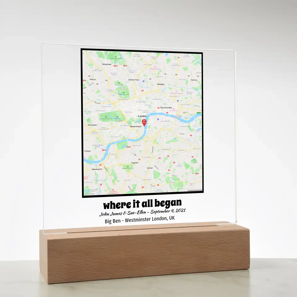 Acrylic - Square Map - Where It All Began