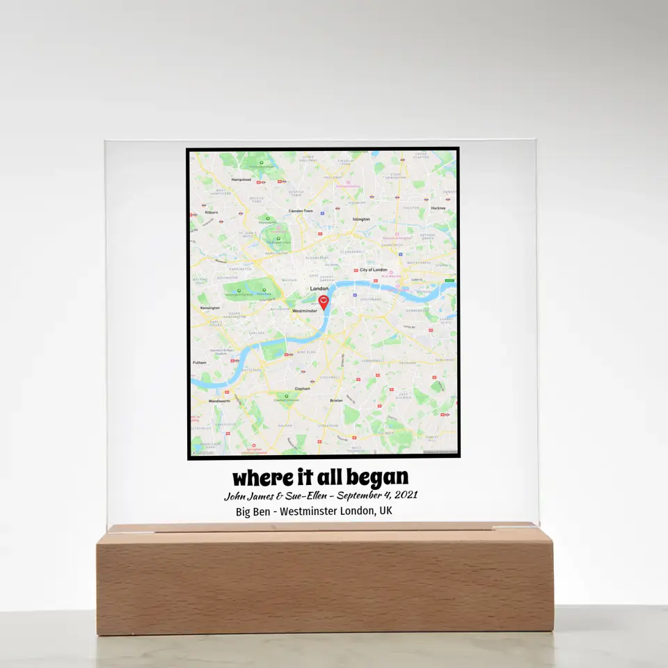 Acrylic - Square Map - Where It All Began