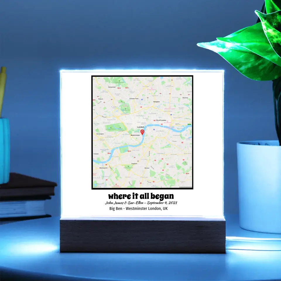 Acrylic - Square Map - Where It All Began