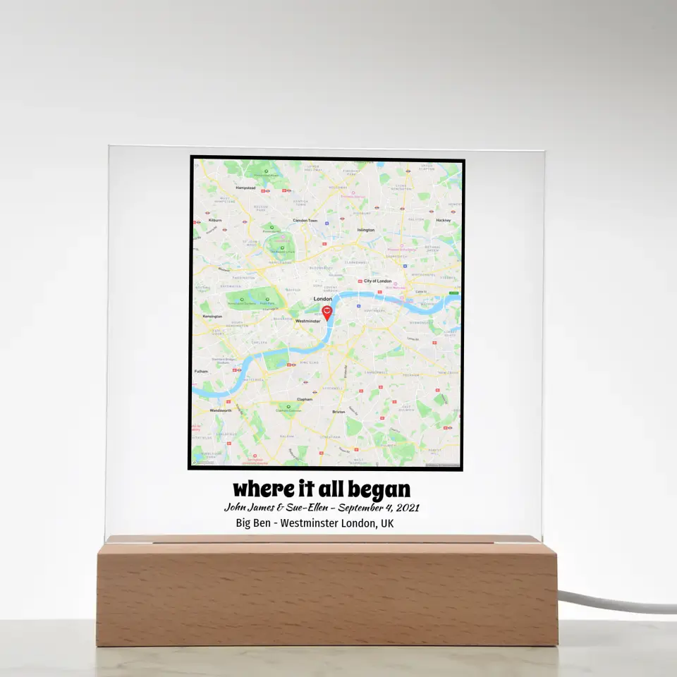 Acrylic - Square Map - Where It All Began