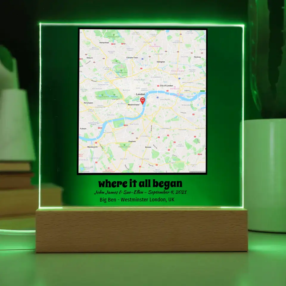 Acrylic - Square Map - Where It All Began