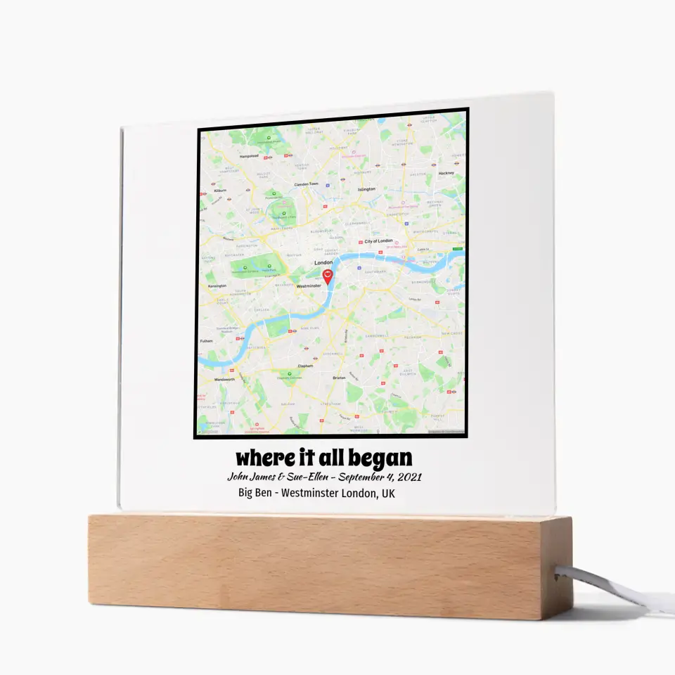 Acrylic - Square Map - Where It All Began