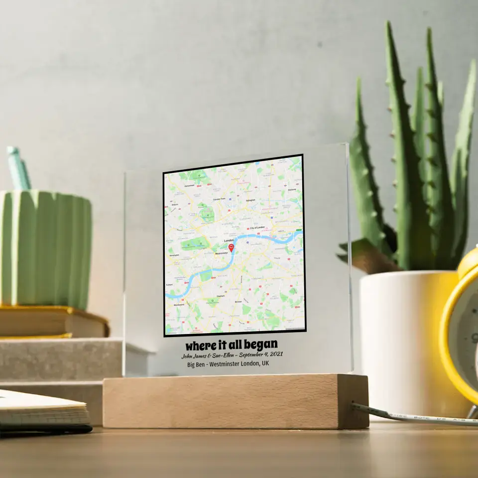 Acrylic - Square Map - Where It All Began