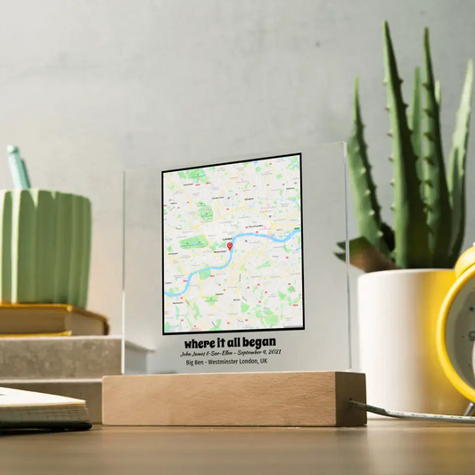 Acrylic - Square Map - Where It All Began