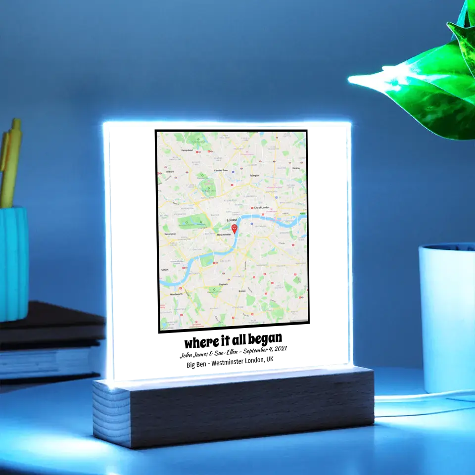 Acrylic - Square Map - Where It All Began