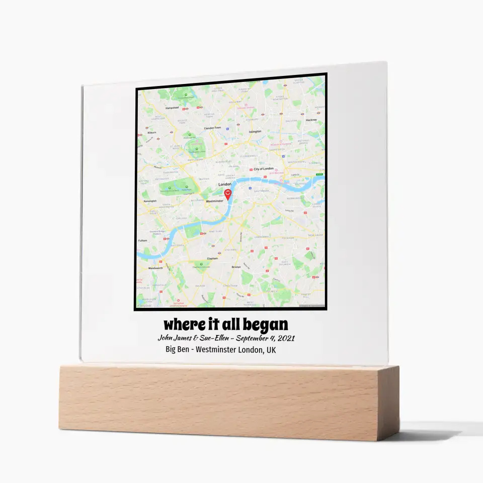 Acrylic - Square Map - Where It All Began