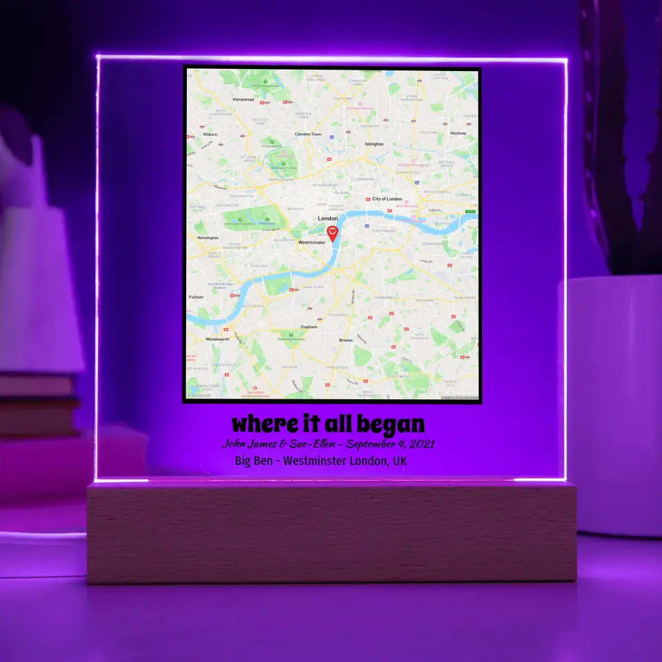 Acrylic - Square Map - Where It All Began