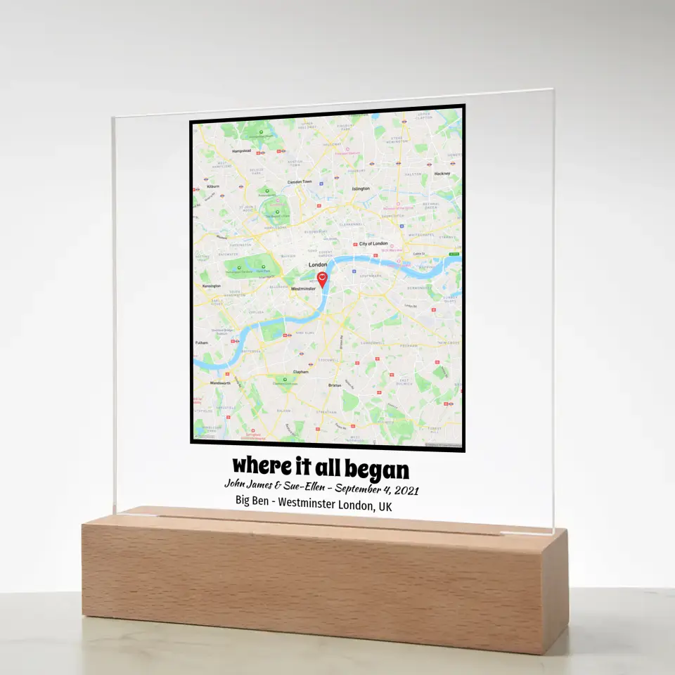 Acrylic - Square Map - Where It All Began
