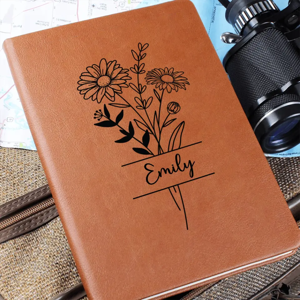 Graphic Journal | Birth Month Flower | Personalized with Name | Mothers Day | Gift