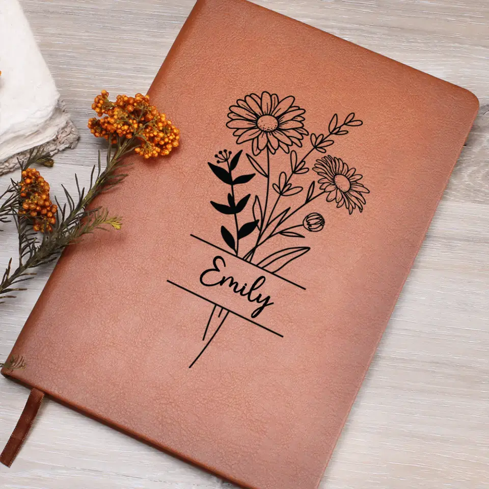Graphic Journal | Birth Month Flower | Personalized with Name | Mothers Day | Gift
