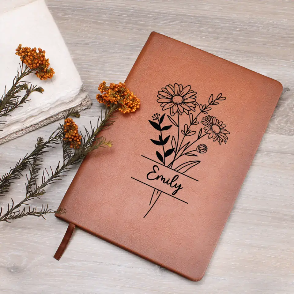 Graphic Journal | Birth Month Flower | Personalized with Name | Mothers Day | Gift