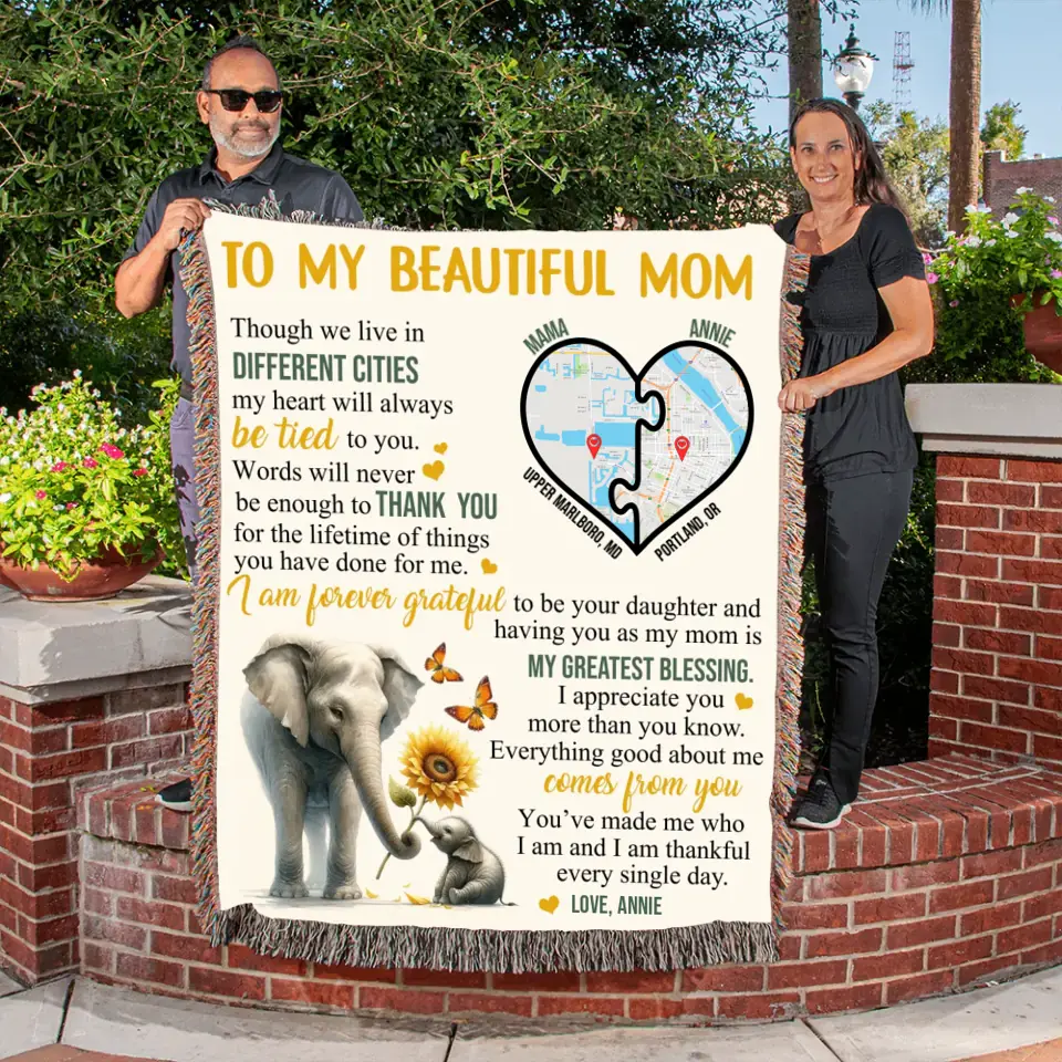 Mom Daughter Distance | Personalized Signature | Woven Blanket