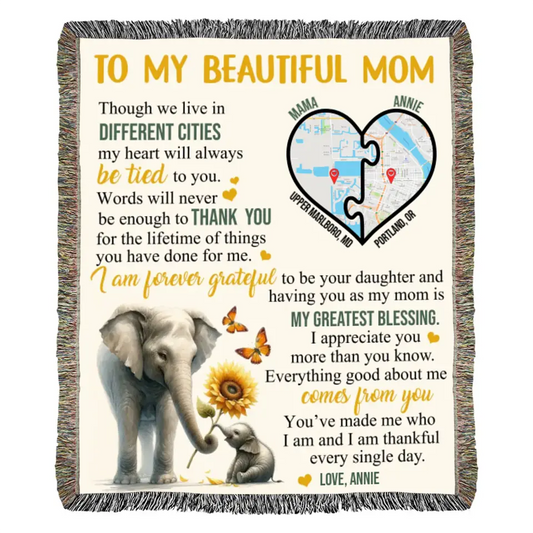 Mom Daughter Distance | Personalized Signature | Woven Blanket