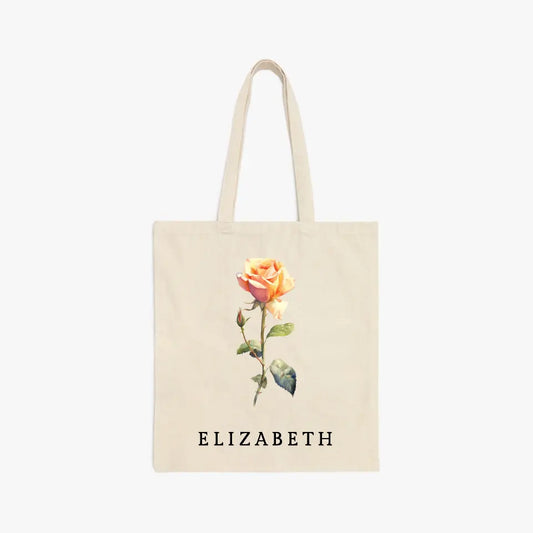 Cotton Canvas Tote Bag | Birth Month Flower | Stem