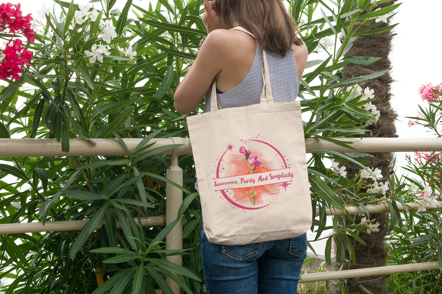Cotton Canvas Tote Bag | Birth Month Flower Stem