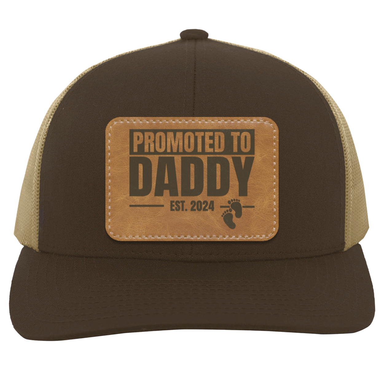 Promoted to Daddy est 2024 | Leather | Trucker Patch Hat