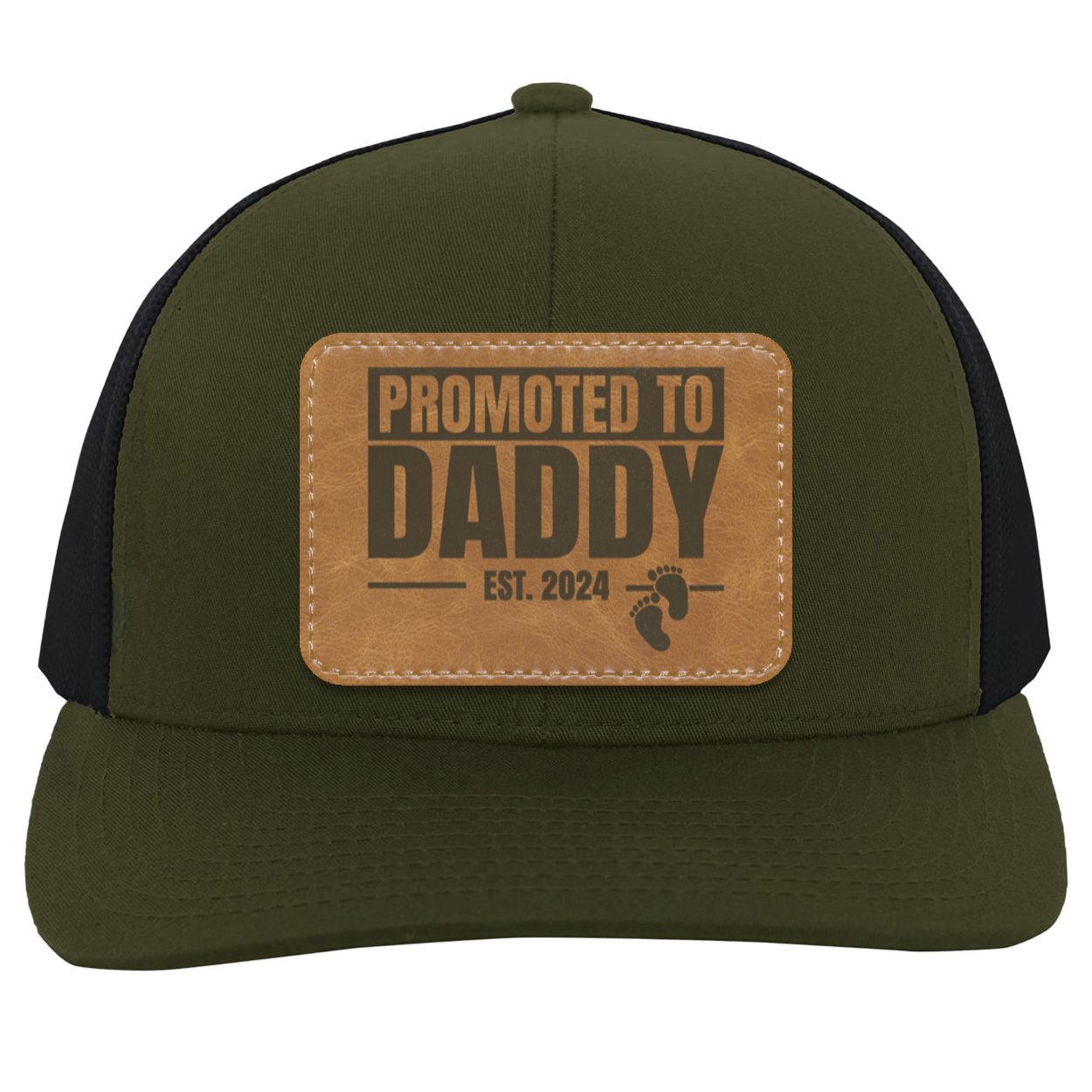 Promoted to Daddy est 2024 | Leather | Trucker Patch Hat