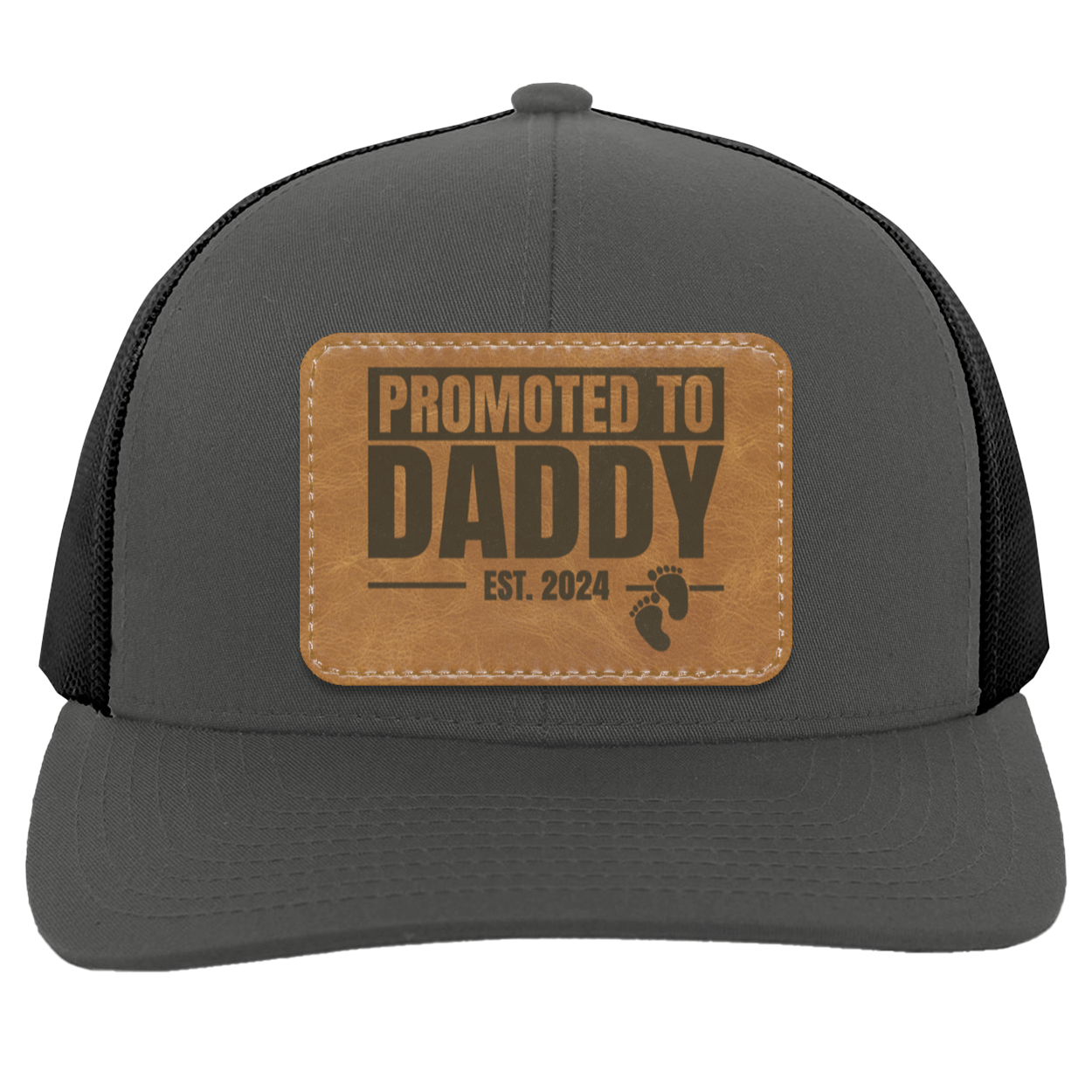 Promoted to Daddy est 2024 | Leather | Trucker Patch Hat