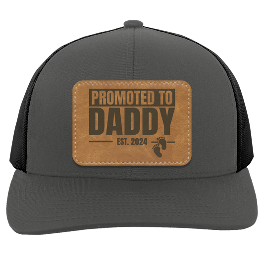 Promoted to Daddy est 2024 | Leather | Trucker Patch Hat