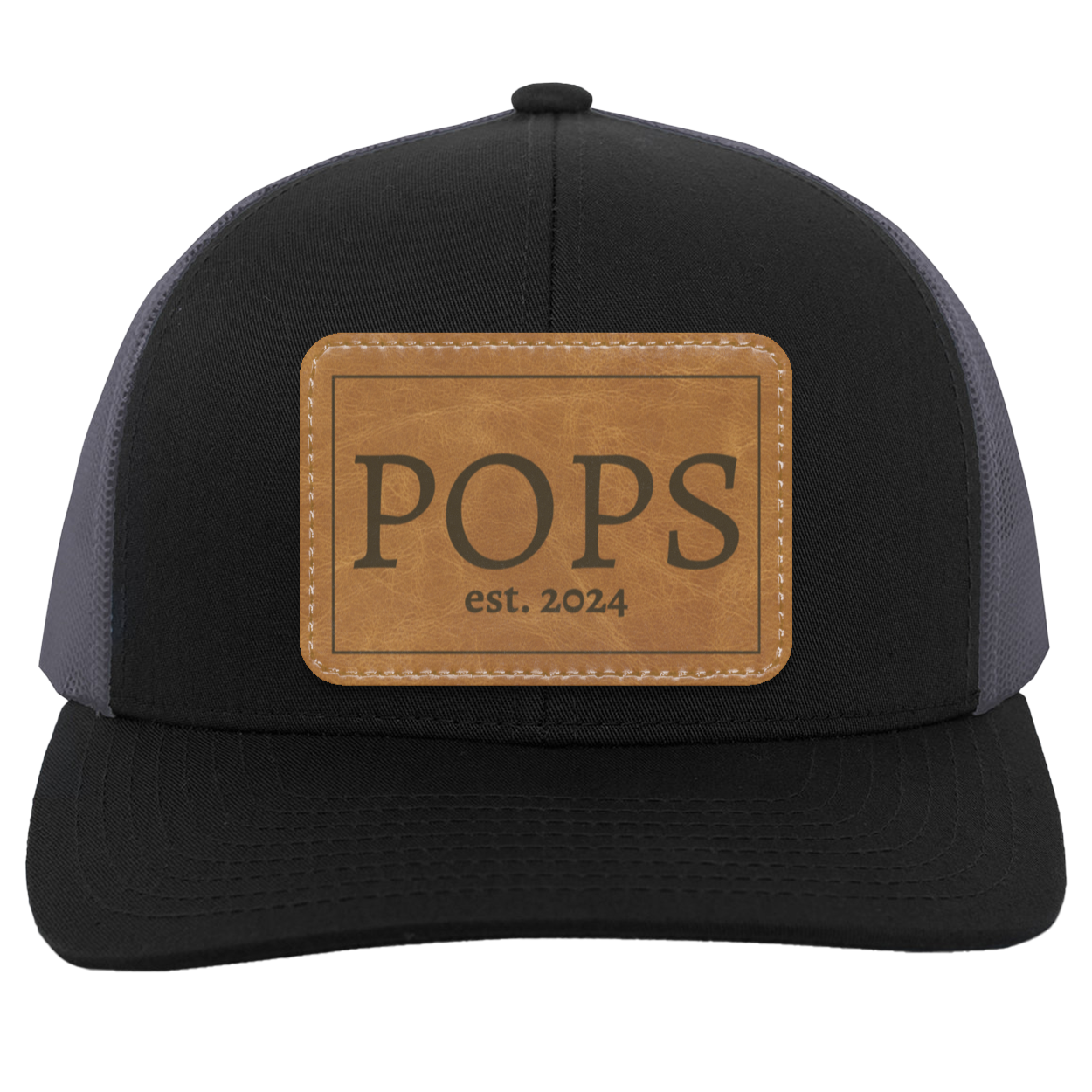 Pops est 2024 | Leather | Trucker Patch Hat