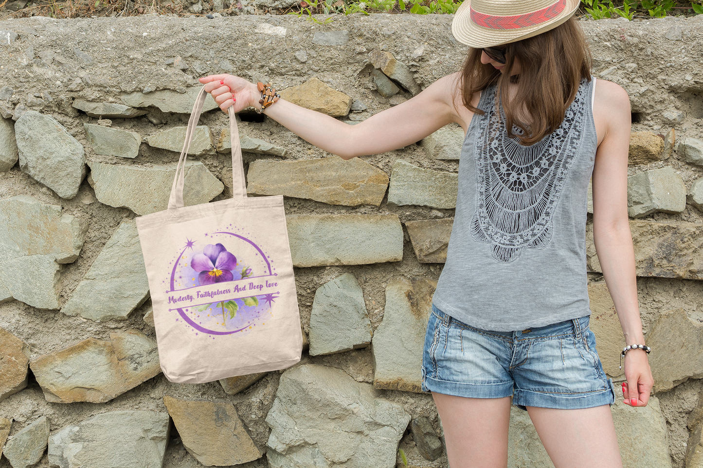 Cotton Canvas Tote Bag | Birth Month Flower Stem