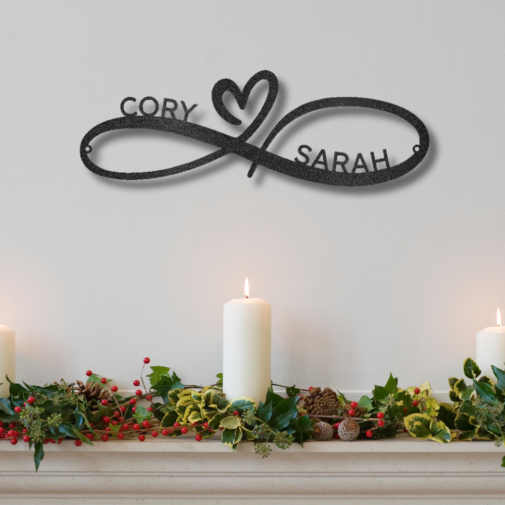 Infinity Couples Monogram - Steel Sign