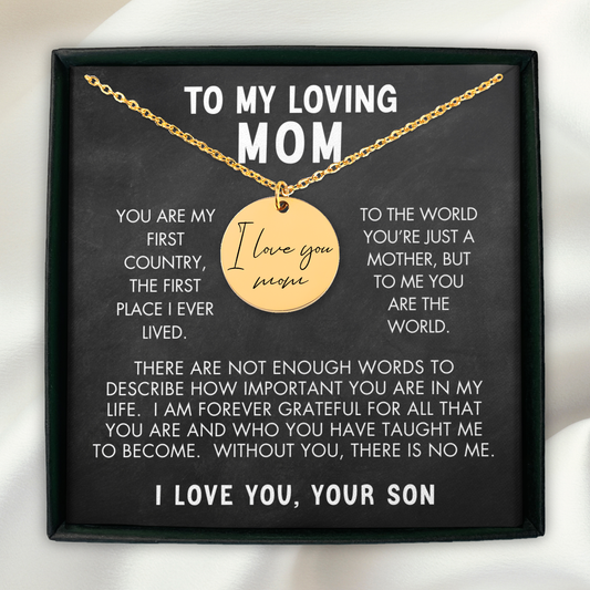 Custom Message Necklace | Son to Mom | Mothers Day
