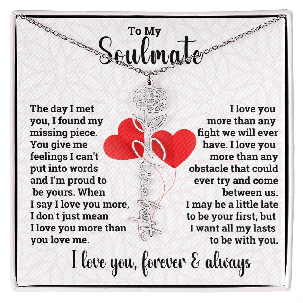 To My Soulmate | Birth Flower Name Necklace