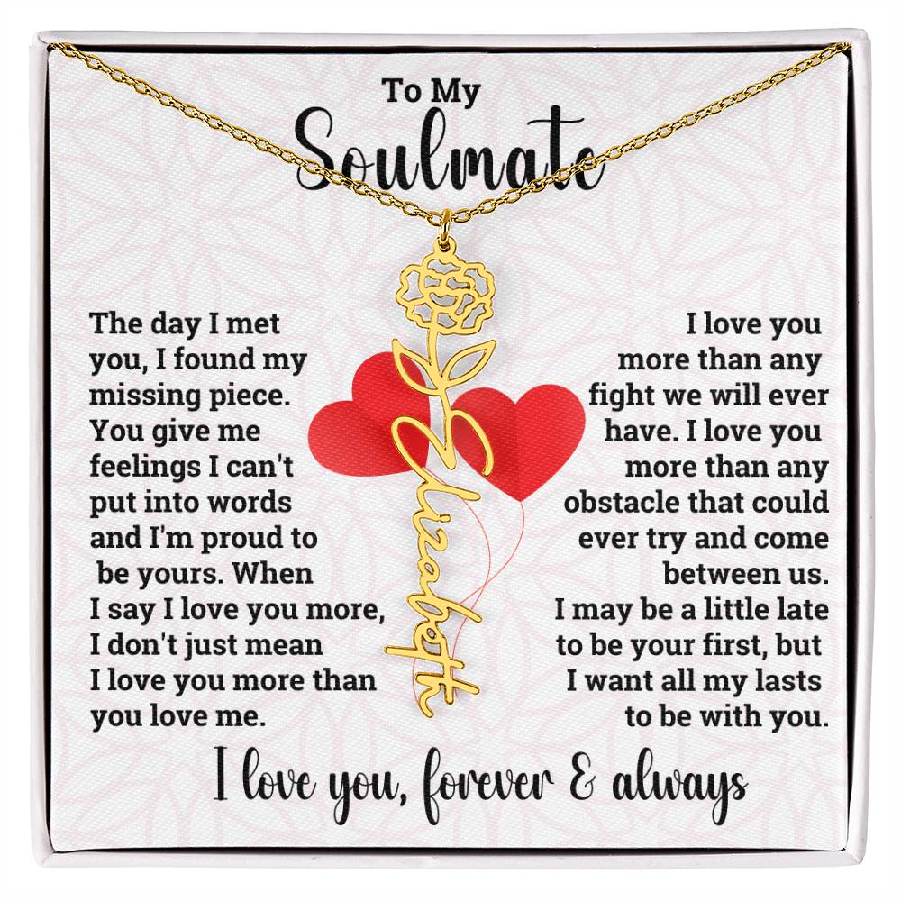 To My Soulmate | Birth Flower Name Necklace