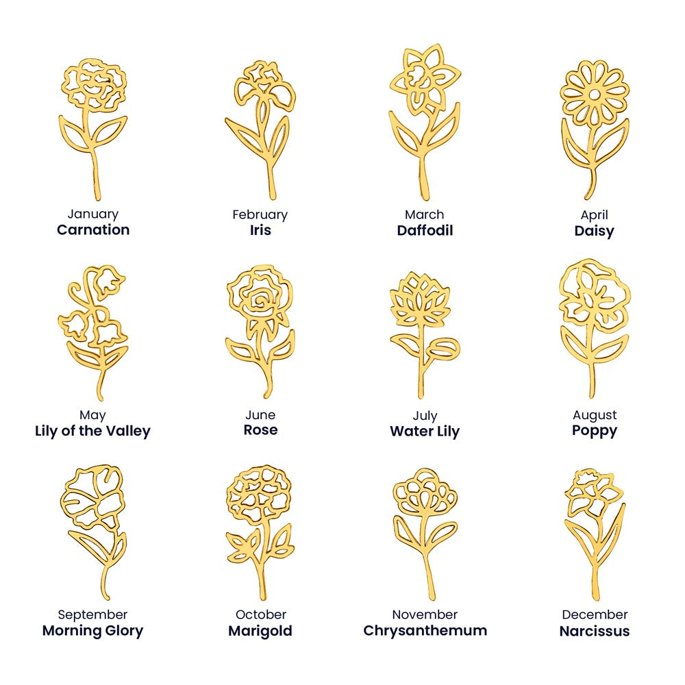 To My Soulmate | Birth Flower Name Necklace | Gold on Black