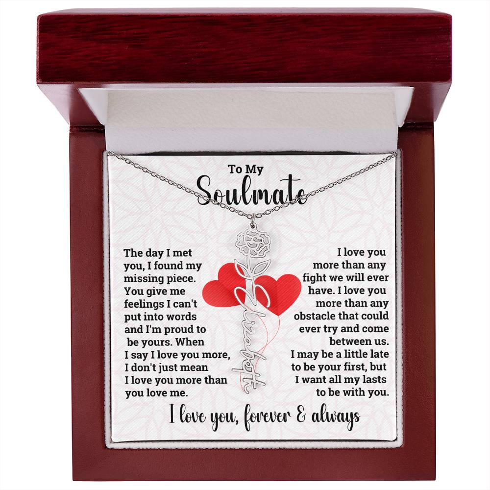 To My Soulmate | Birth Flower Name Necklace