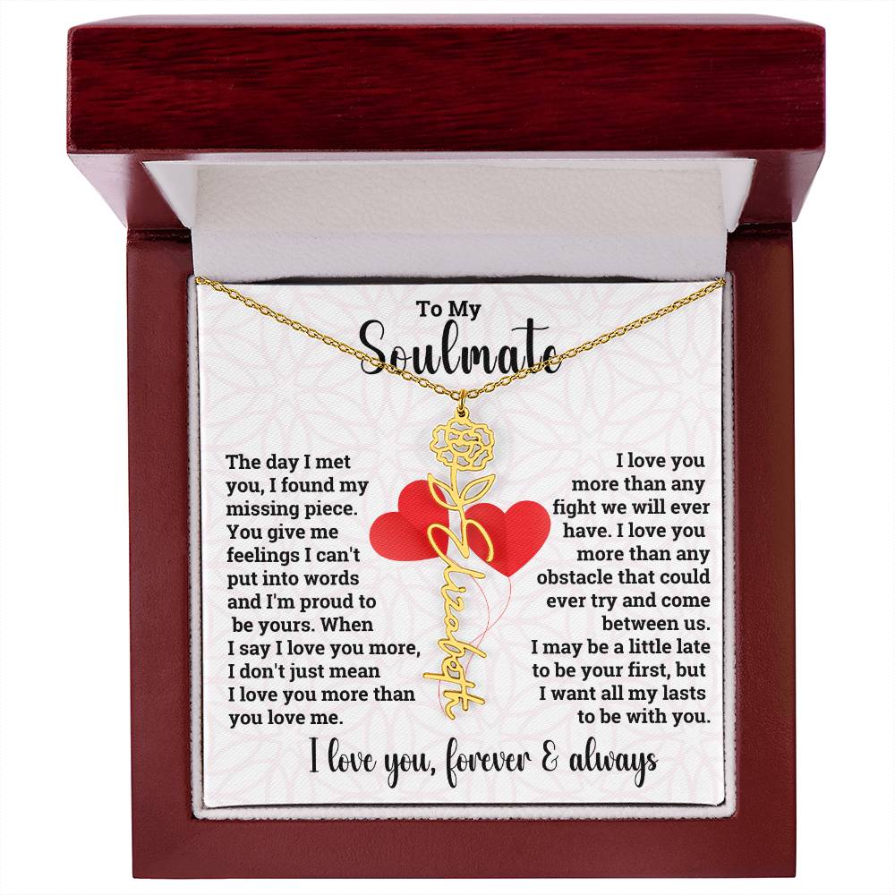 To My Soulmate | Birth Flower Name Necklace