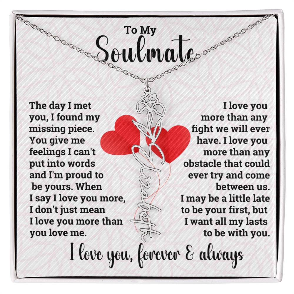 To My Soulmate | Birth Flower Name Necklace