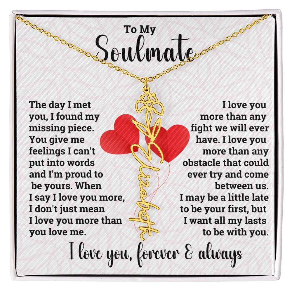 To My Soulmate | Birth Flower Name Necklace