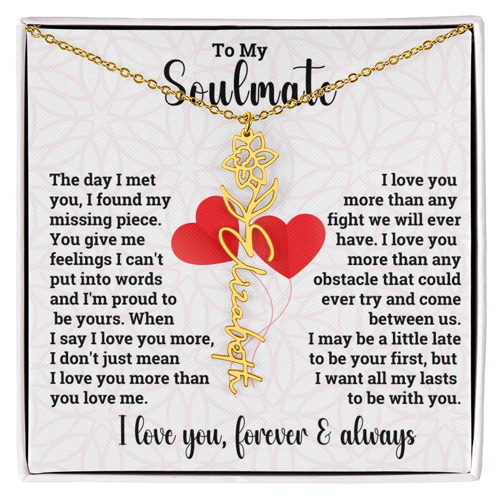 To My Soulmate | Birth Flower Name Necklace