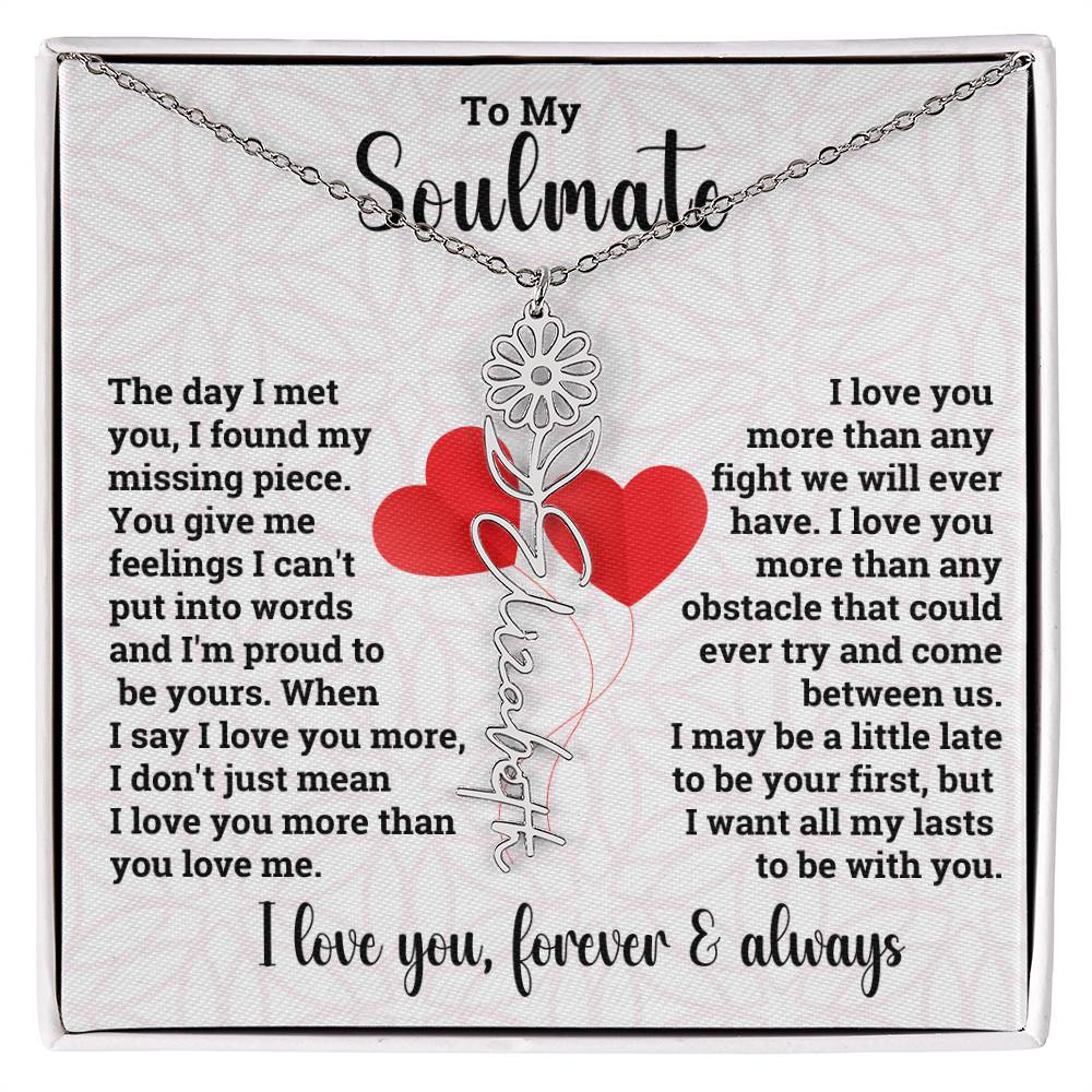 To My Soulmate | Birth Flower Name Necklace