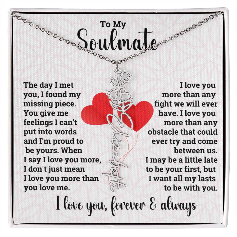 To My Soulmate | Birth Flower Name Necklace