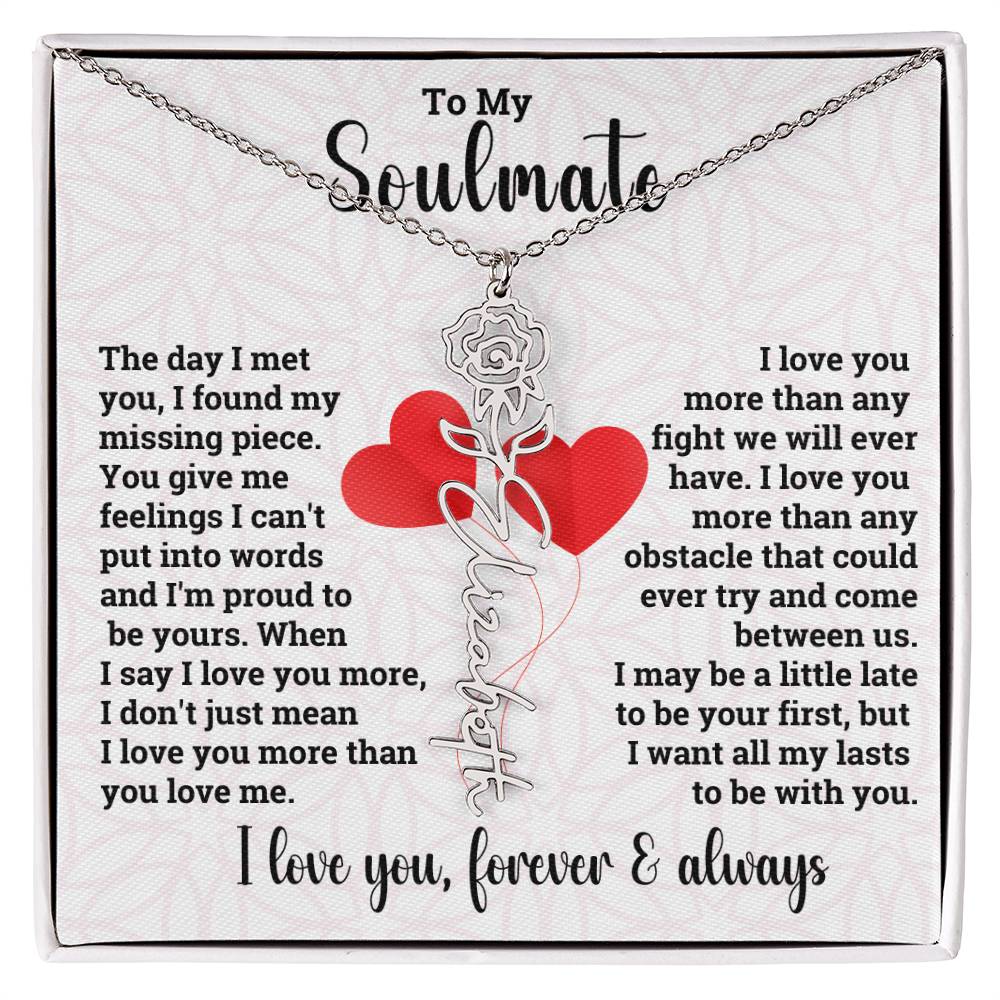 To My Soulmate | Birth Flower Name Necklace