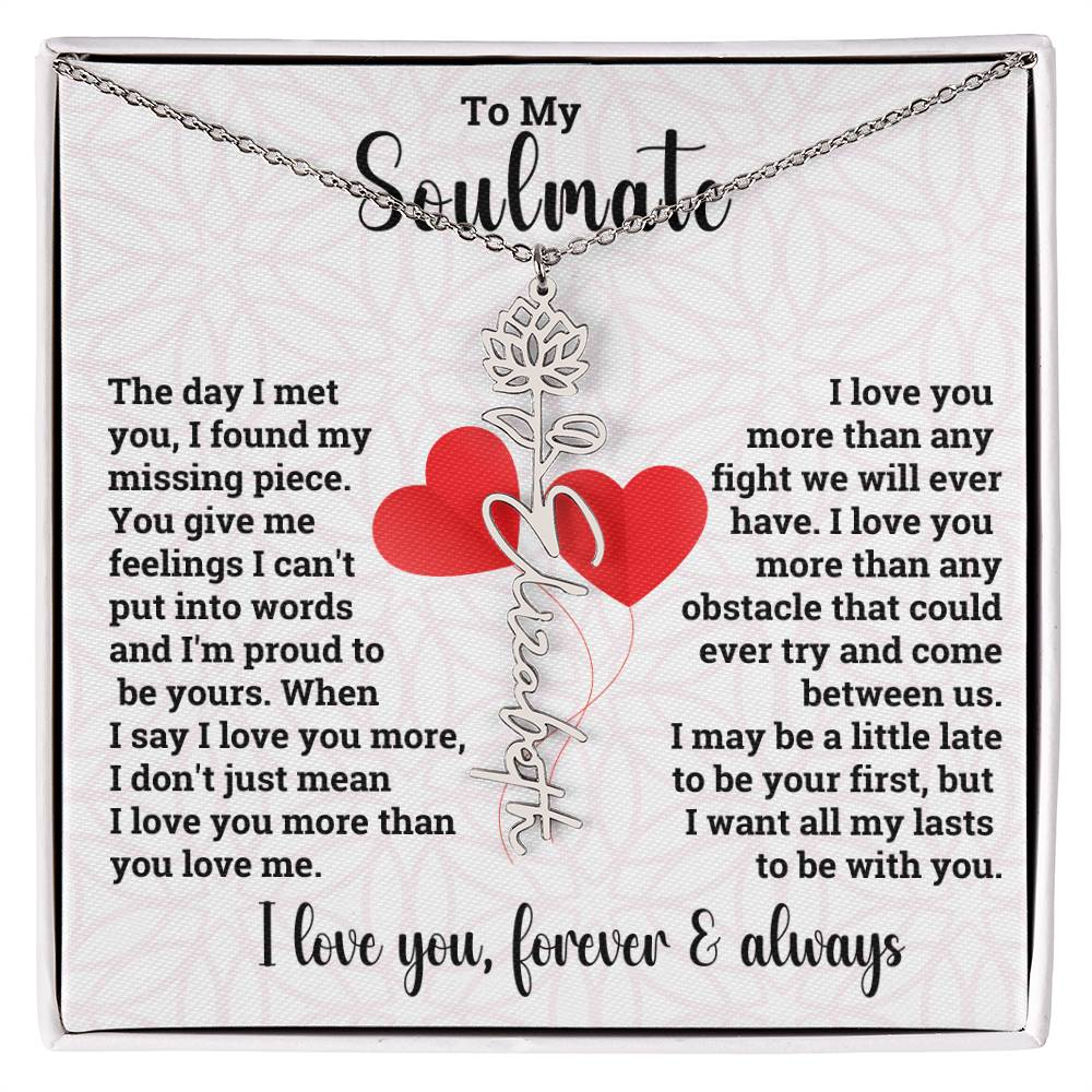 To My Soulmate | Birth Flower Name Necklace