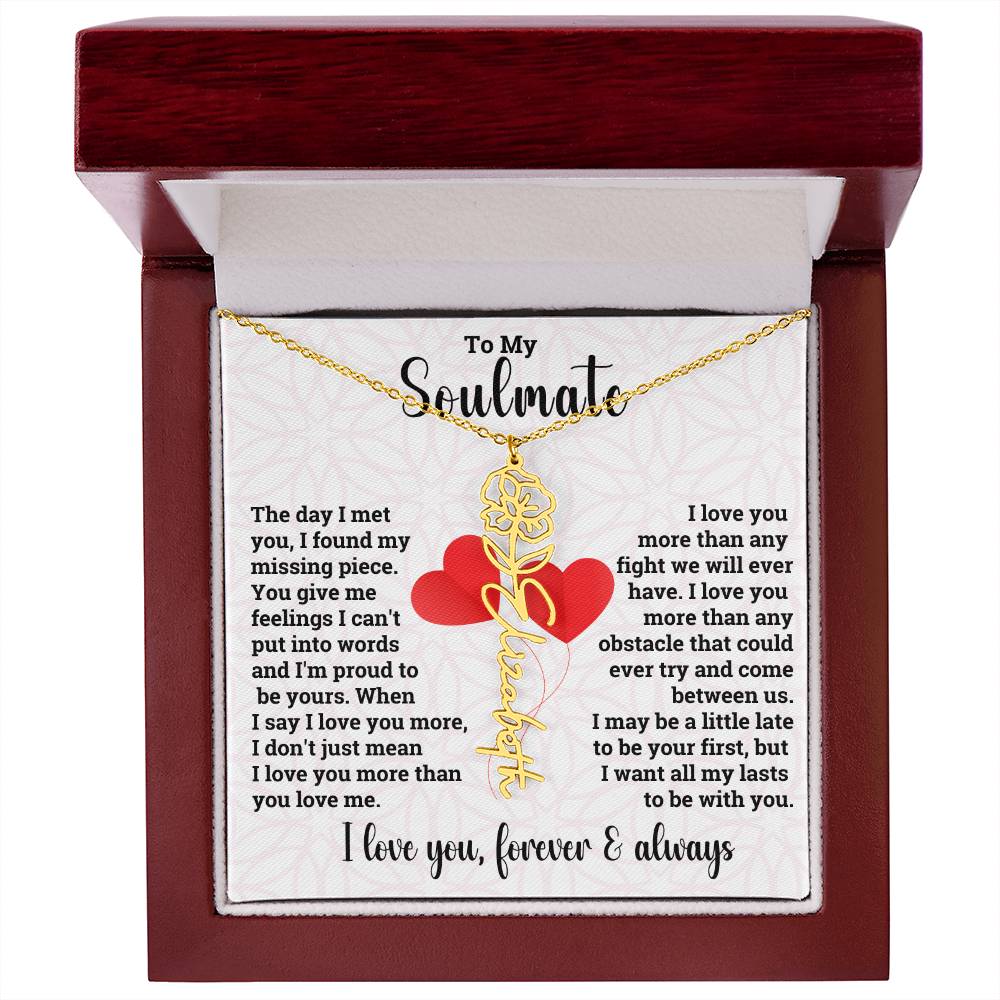 To My Soulmate | Birth Flower Name Necklace