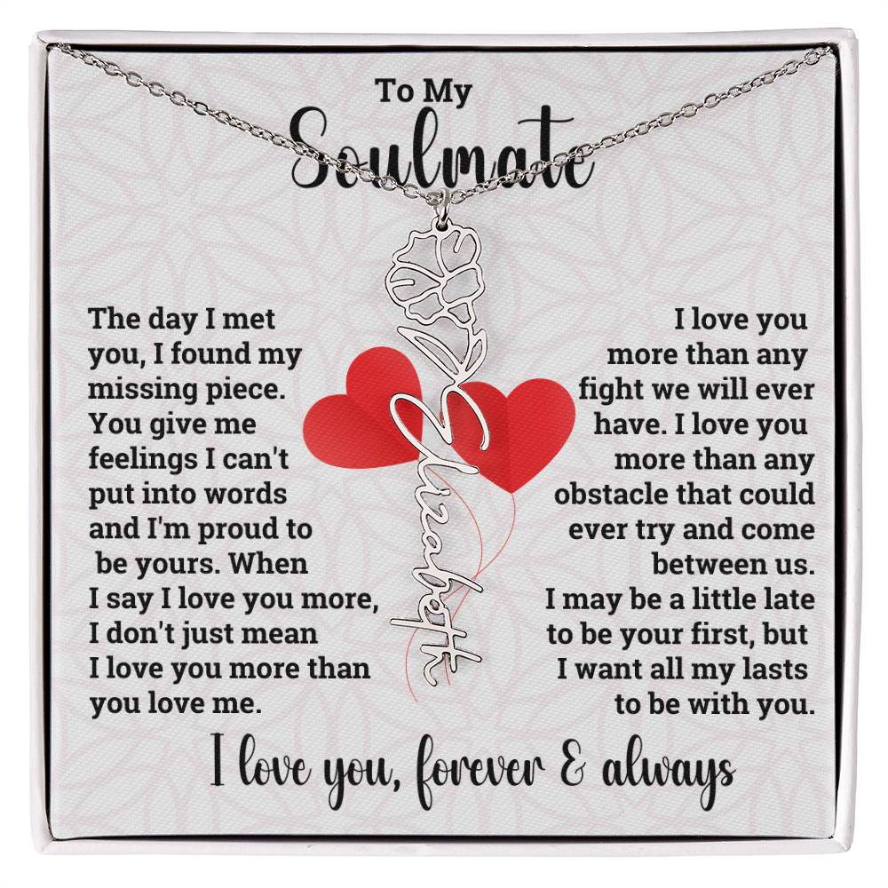 To My Soulmate | Birth Flower Name Necklace