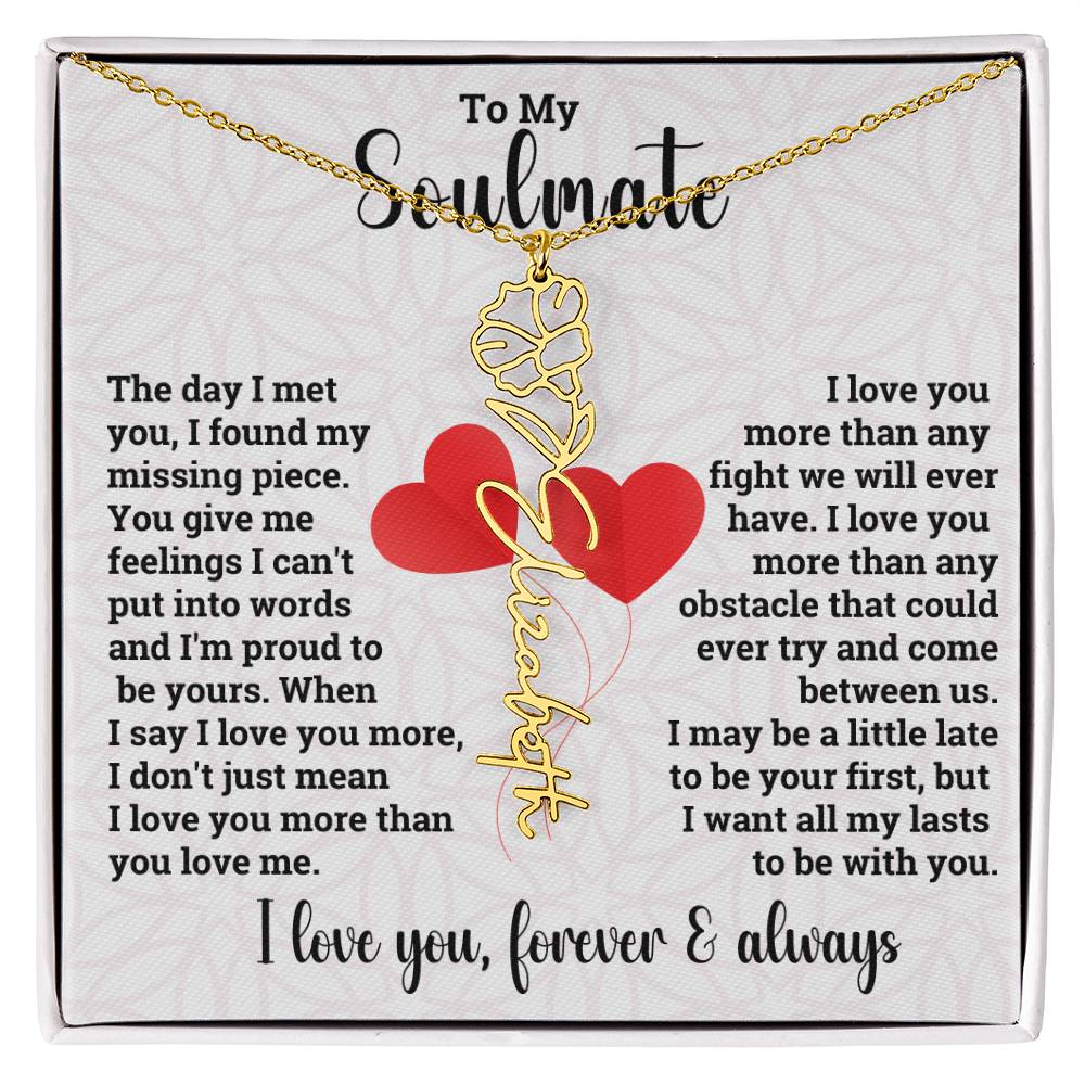 To My Soulmate | Birth Flower Name Necklace