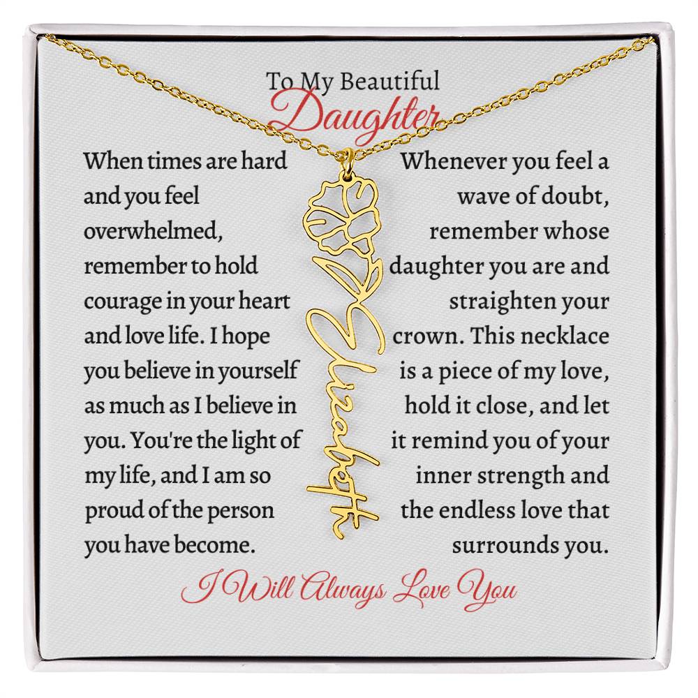 To My Daughter | Birth Month Flower Name Necklace