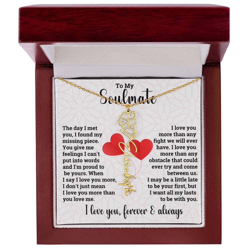 To My Soulmate | Birth Flower Name Necklace